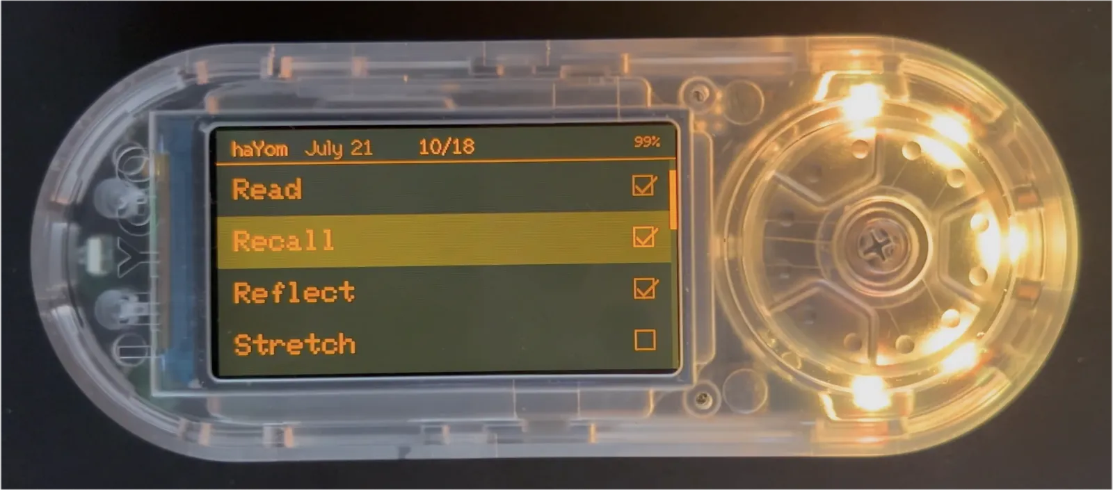 Custom daily to-do list firmware running on a LilyGO T-Embed.